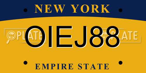 OIEJ88 New York License Plate