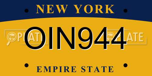 OIN944 New York License Plate