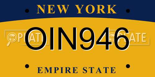 OIN946 New York License Plate