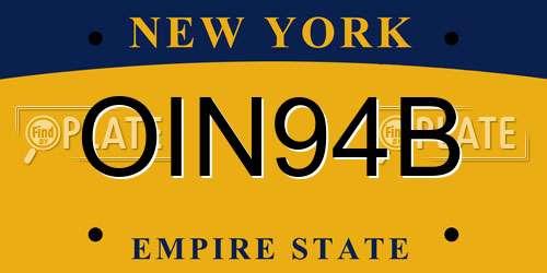 OIN94B New York License Plate