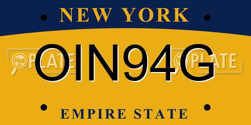 OIN94G New York License Plate
