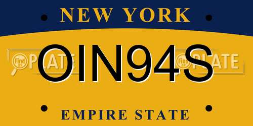 OIN94S New York License Plate