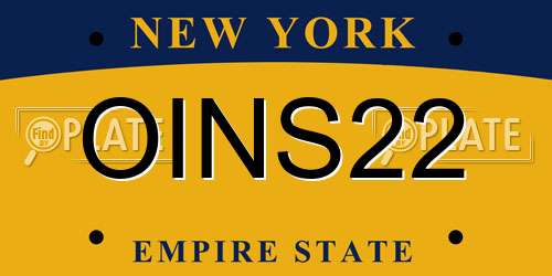 OINS22 New York License Plate