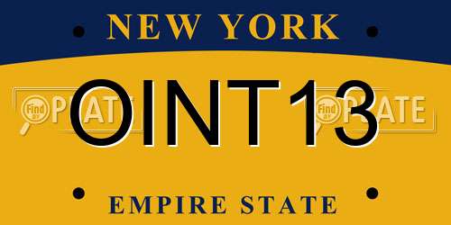 OINT13 New York License Plate