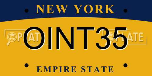 OINT35 New York License Plate