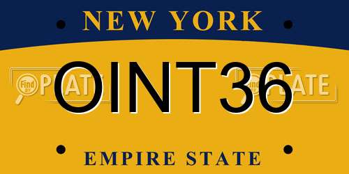 OINT36 New York License Plate