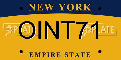 OINT71 New York License Plate