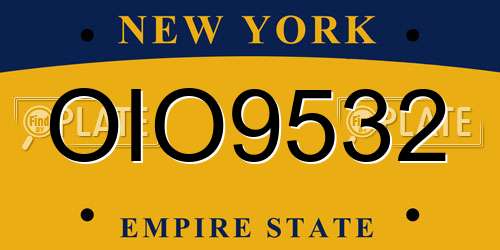 OIO9532 New York License Plate