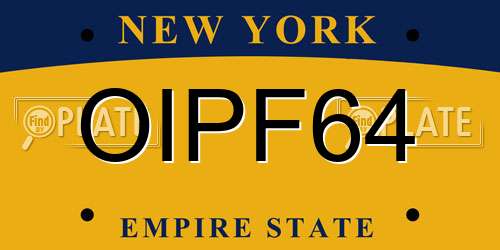 OIPF64 New York License Plate