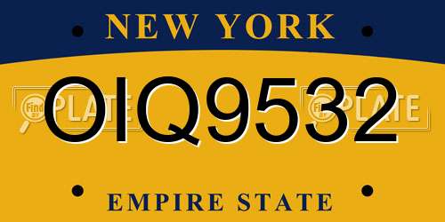 OIQ9532 New York License Plate