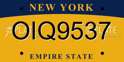 OIQ9537 New York License Plate