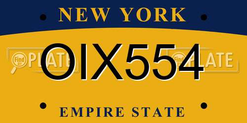 OIX554 New York License Plate