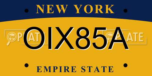 OIX85A New York License Plate