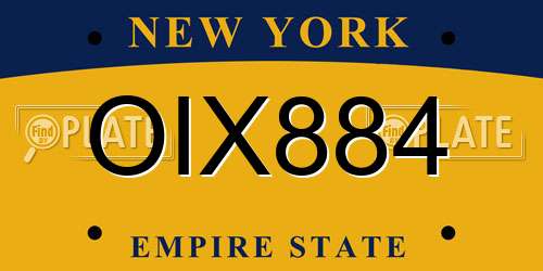 OIX884 New York License Plate