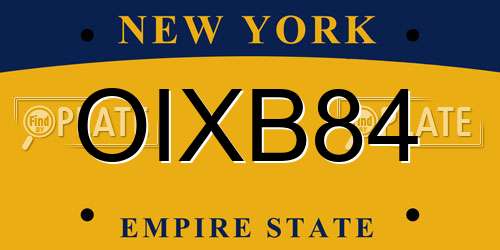 OIXB84 New York License Plate