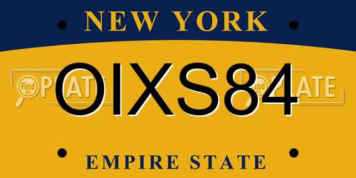 OIXS84 New York License Plate