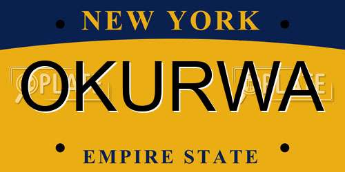 OKURWA New York License Plate
