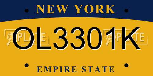 OL3301K New York License Plate