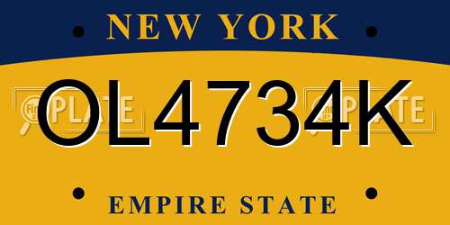 OL4734K New York License Plate