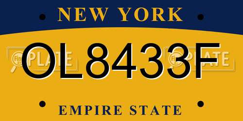 OL8433F New York License Plate