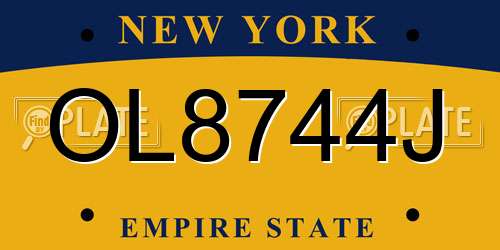 OL8744J New York License Plate