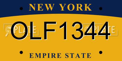 OLF1344 New York License Plate