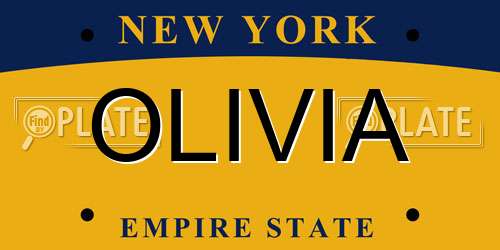 OLIVIA New York License Plate