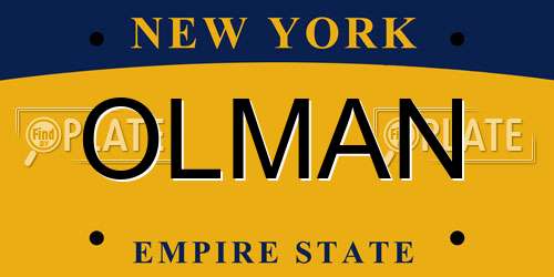 OLMAN New York License Plate