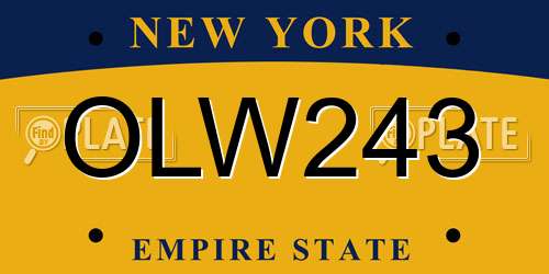 OLW243 New York License Plate