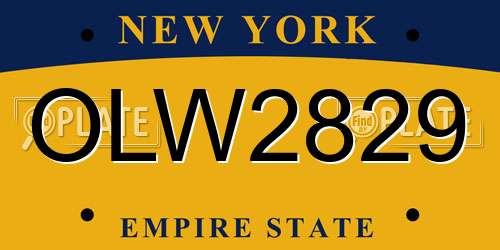 OLW2829 New York License Plate