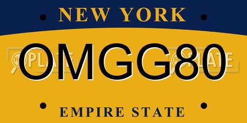 OMGG80 New York License Plate