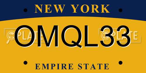 OMQL33 New York License Plate