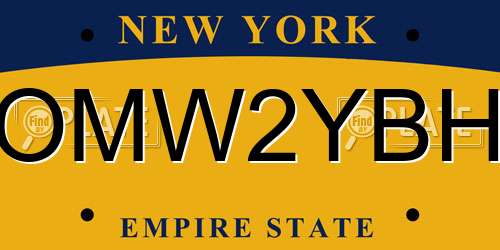 OMW2YBH New York License Plate
