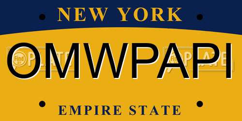 OMWPAPI New York License Plate