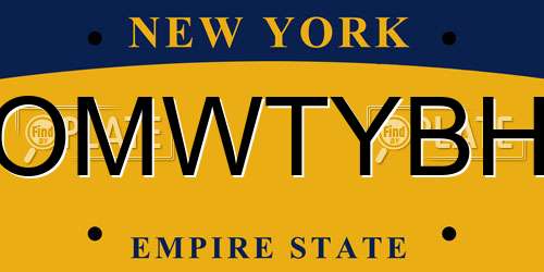 OMWTYBH New York License Plate