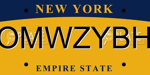 OMWZYBH New York License Plate