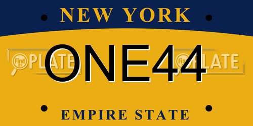 ONE44 New York License Plate