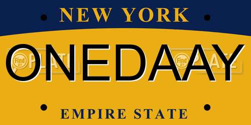 ONEDAAY New York License Plate