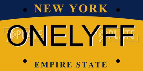 ONELYFF New York License Plate