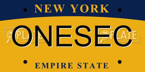 ONESEC New York License Plate