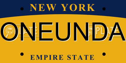 ONEUNDA New York License Plate