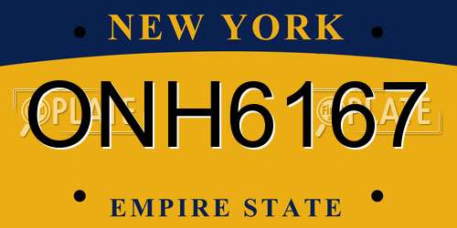ONH6167 New York License Plate