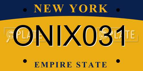 ONIX031 New York License Plate