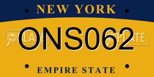 ONS062 New York License Plate