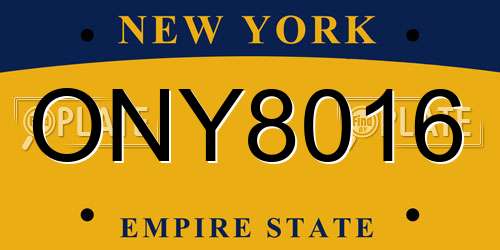 ONY8016 New York License Plate