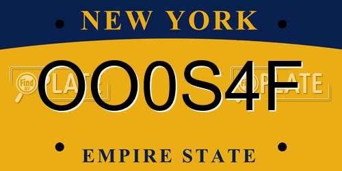 OO0S4F New York License Plate
