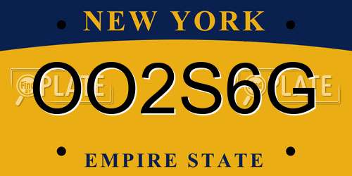 OO2S6G New York License Plate