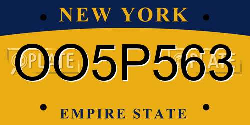 OO5P563 New York License Plate