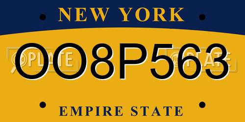 OO8P563 New York License Plate