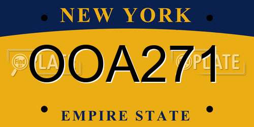OOA271 New York License Plate